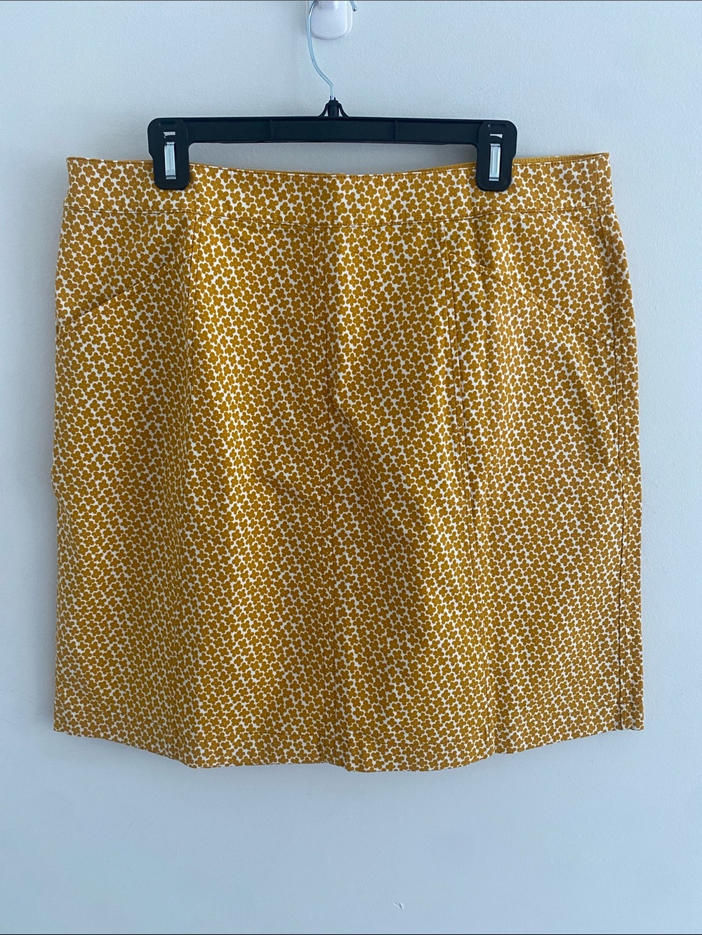 Boden Helena Chino Autumn Gold White Ditsy Floral Print Mini Skirt US 12 LONG